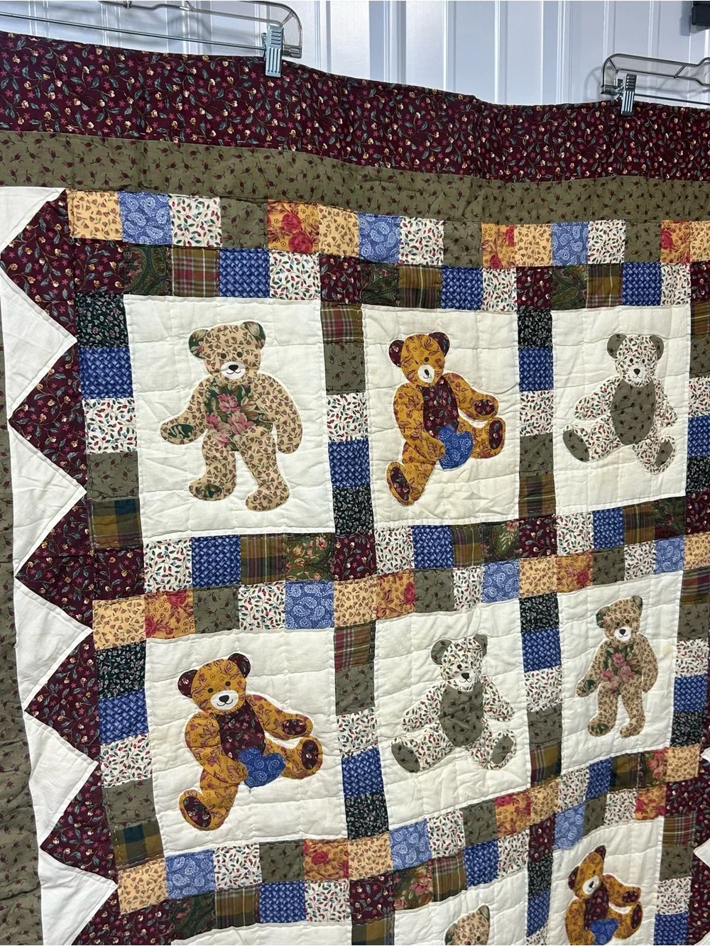 Vintage Teddy Bear Quilted Quilt Blanket 50x60 Nursery Read Description